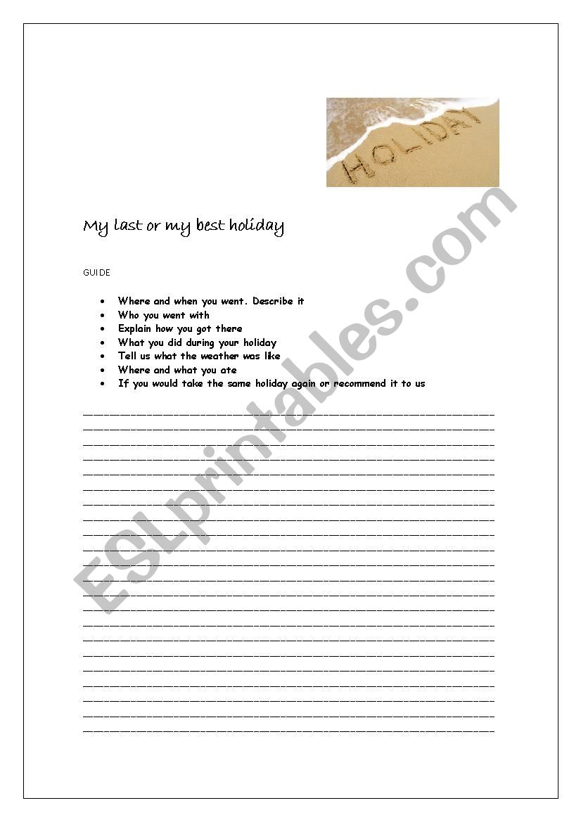 Summer holidays worksheet