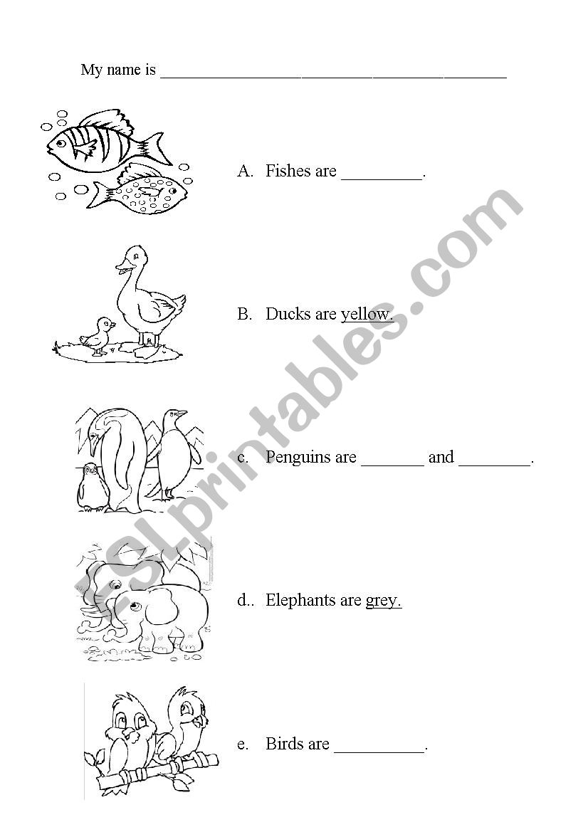 Amimals to colot  worksheet