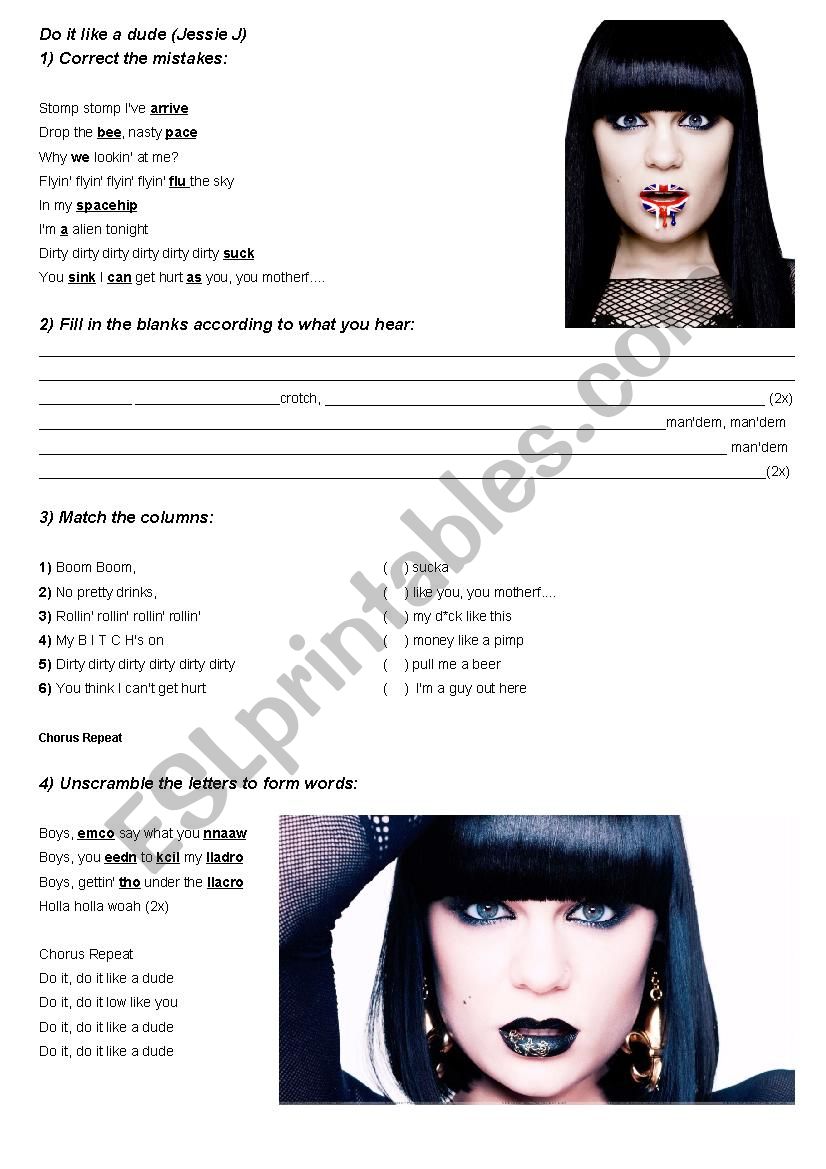Do it like a dude worksheet