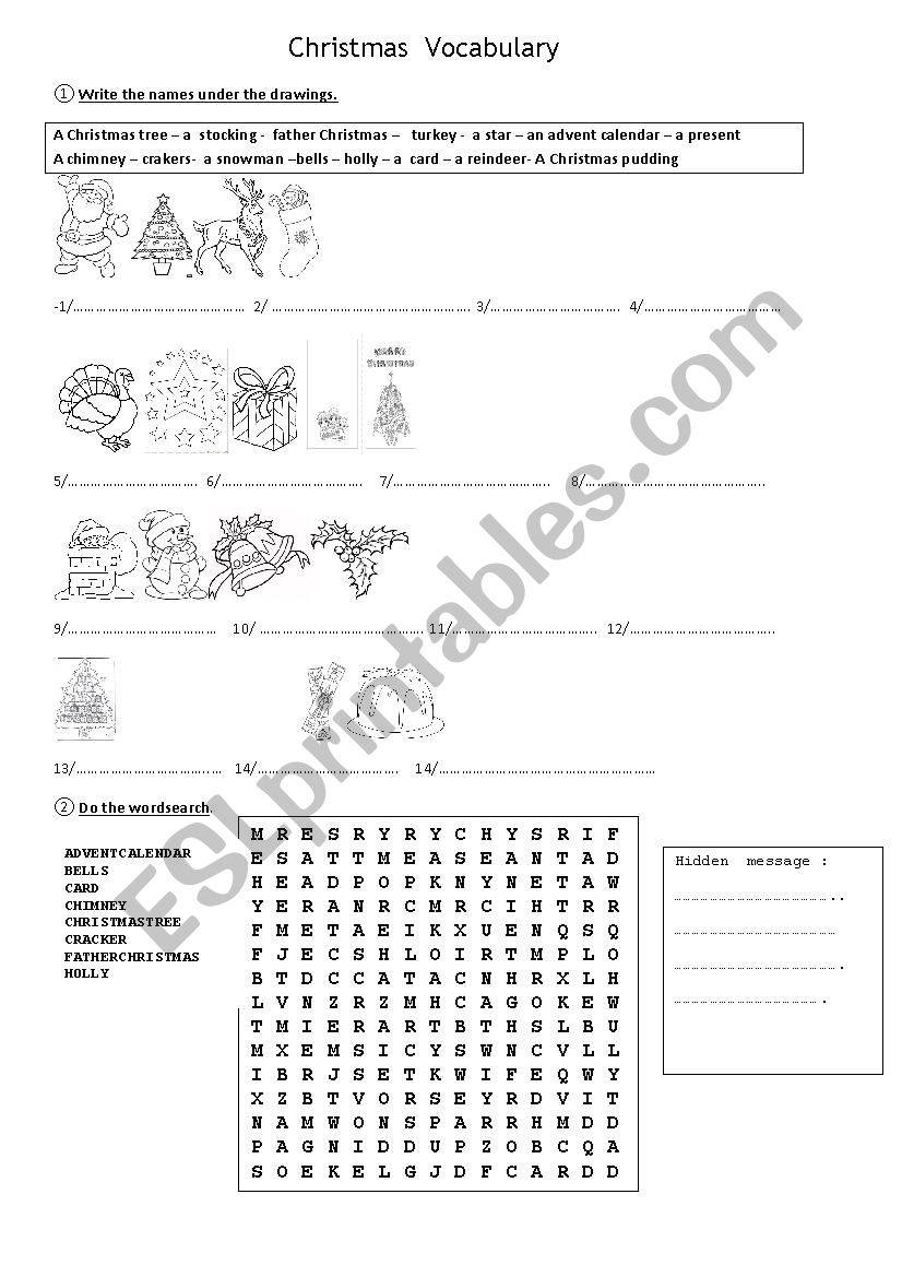 christmas  worksheet