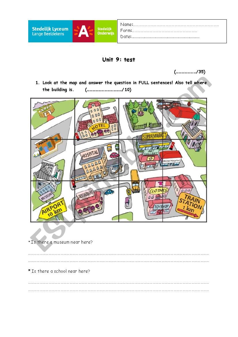 Places in town worksheet