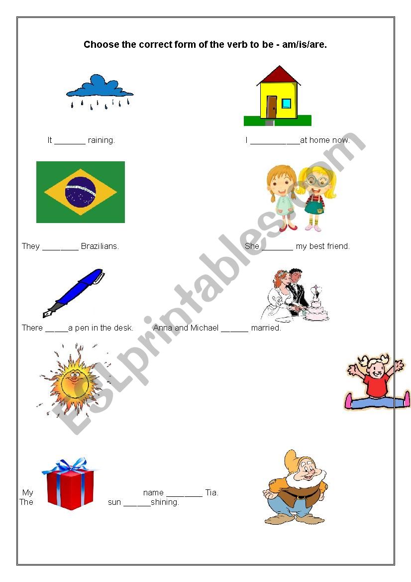 To be Verb worksheet