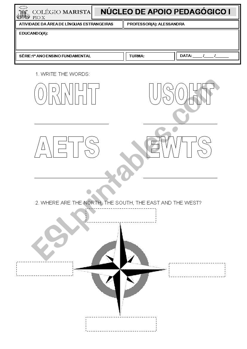 CARDINAL POINTS worksheet