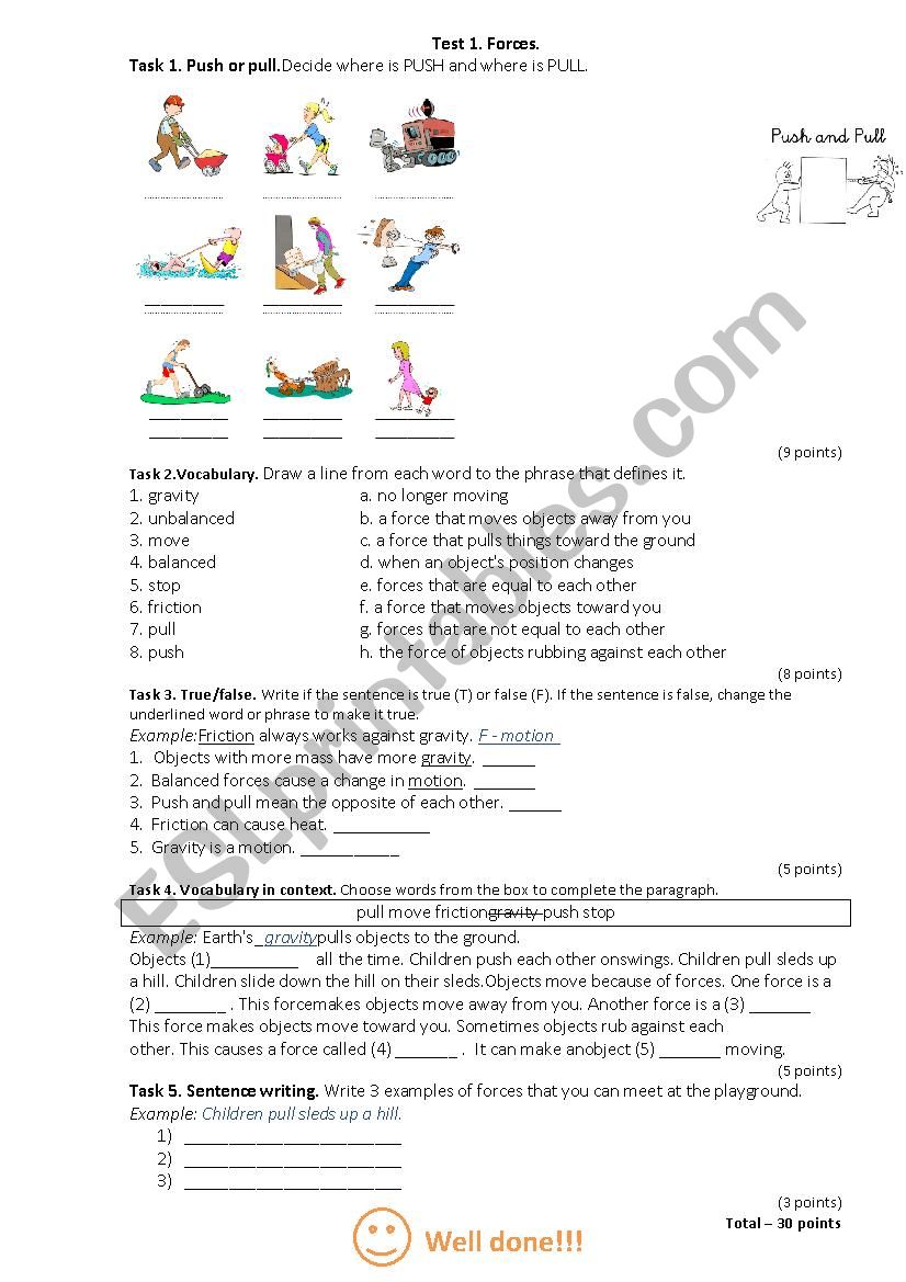 Forces worksheet