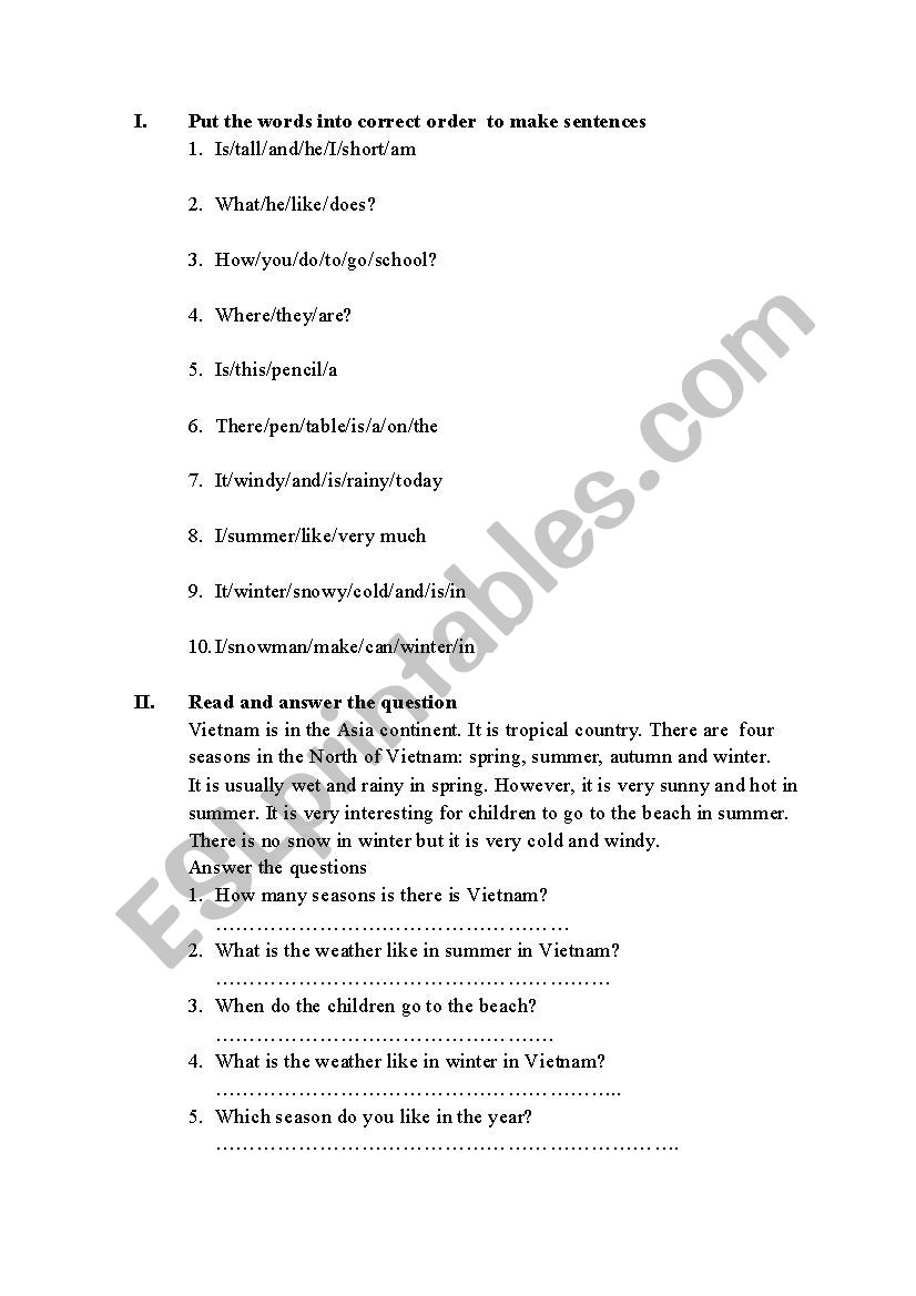 weather exercise worksheet