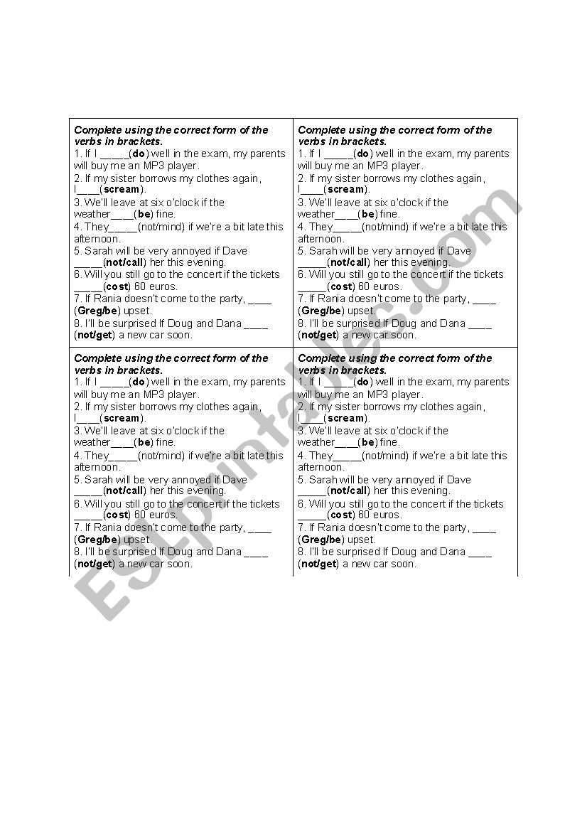 conditional worksheet