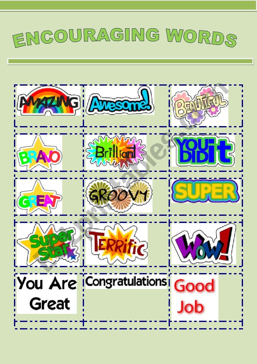 ENCOURAGING WORDS worksheet