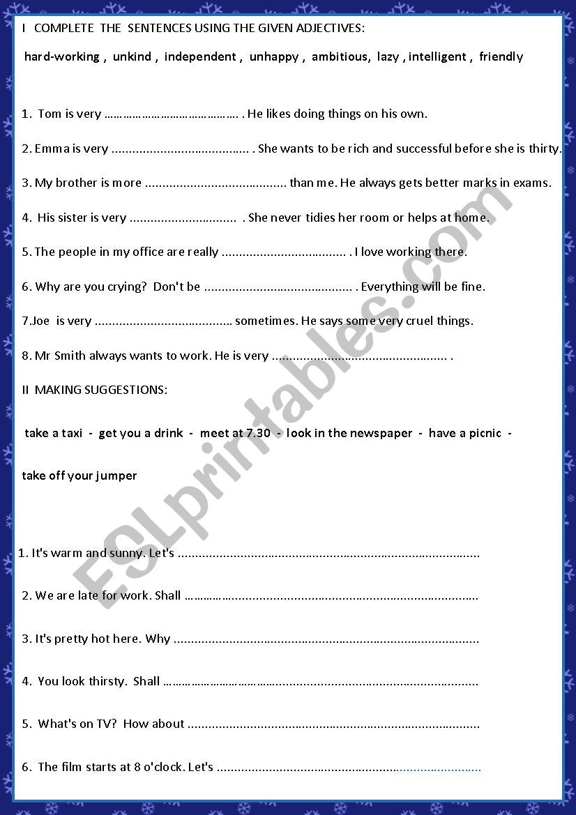 Grammar test, 7th grade worksheet