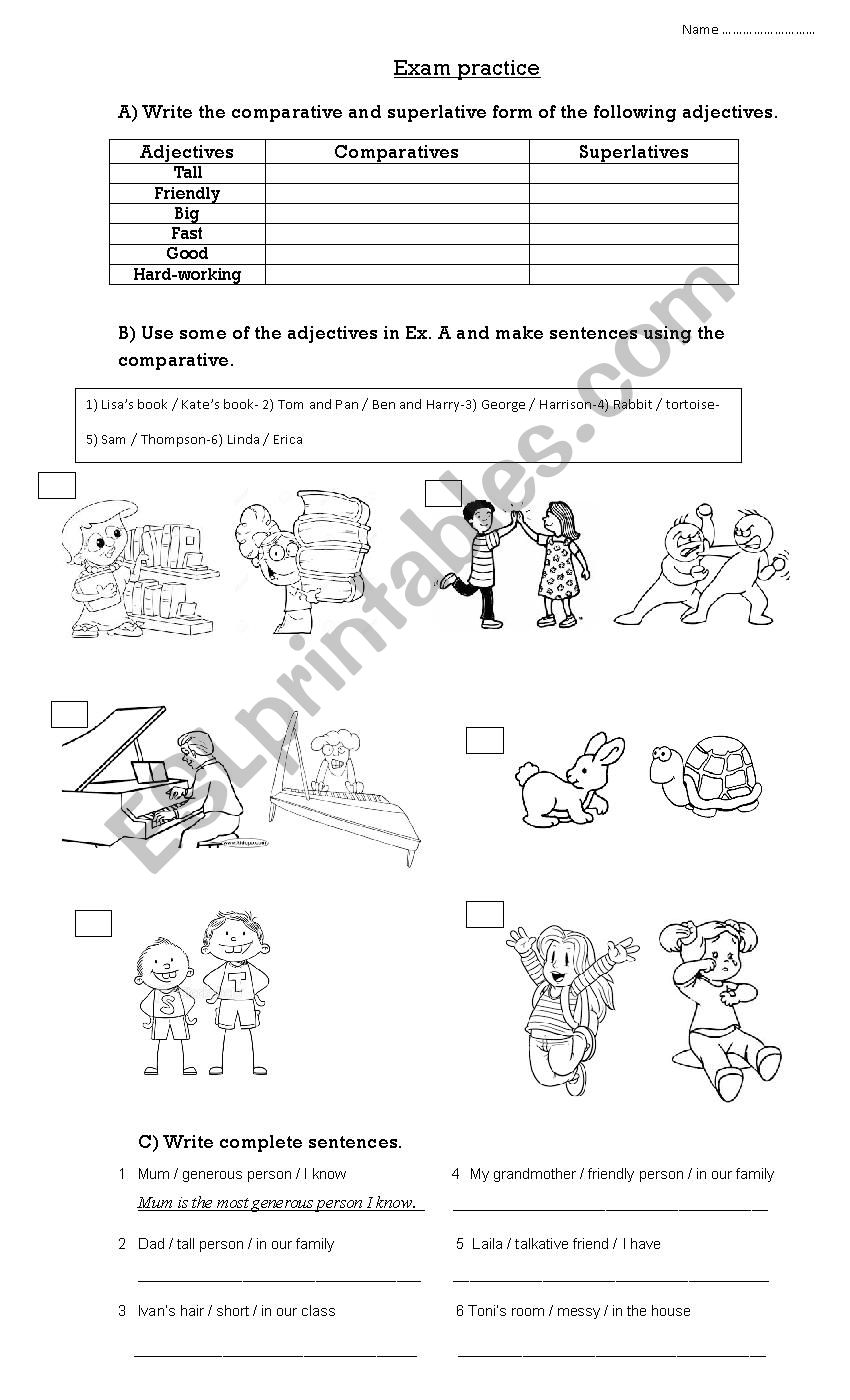 Comparative and Superlative exam practice 