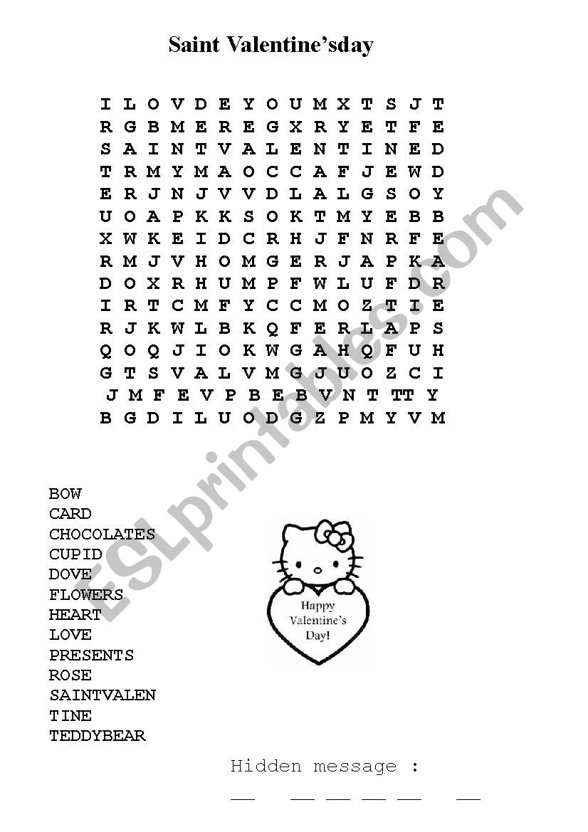  valentines day  worksheet