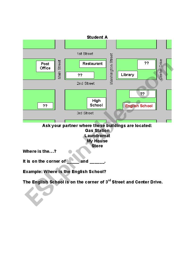 Map Information Gap worksheet