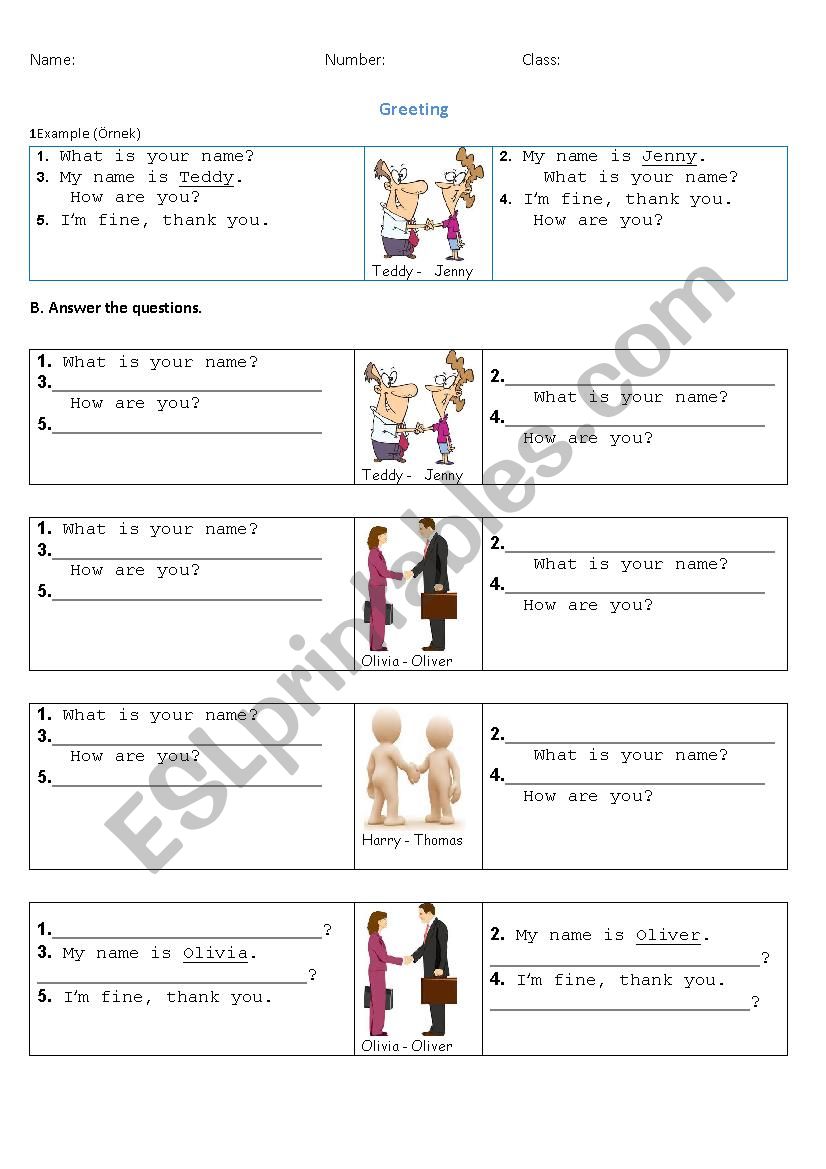 GREETING worksheet