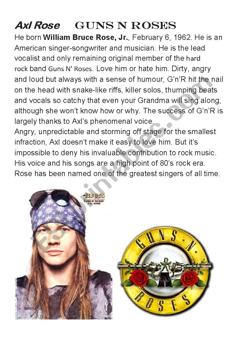 Axl Rose and Guns n Roses - English with music ROCK