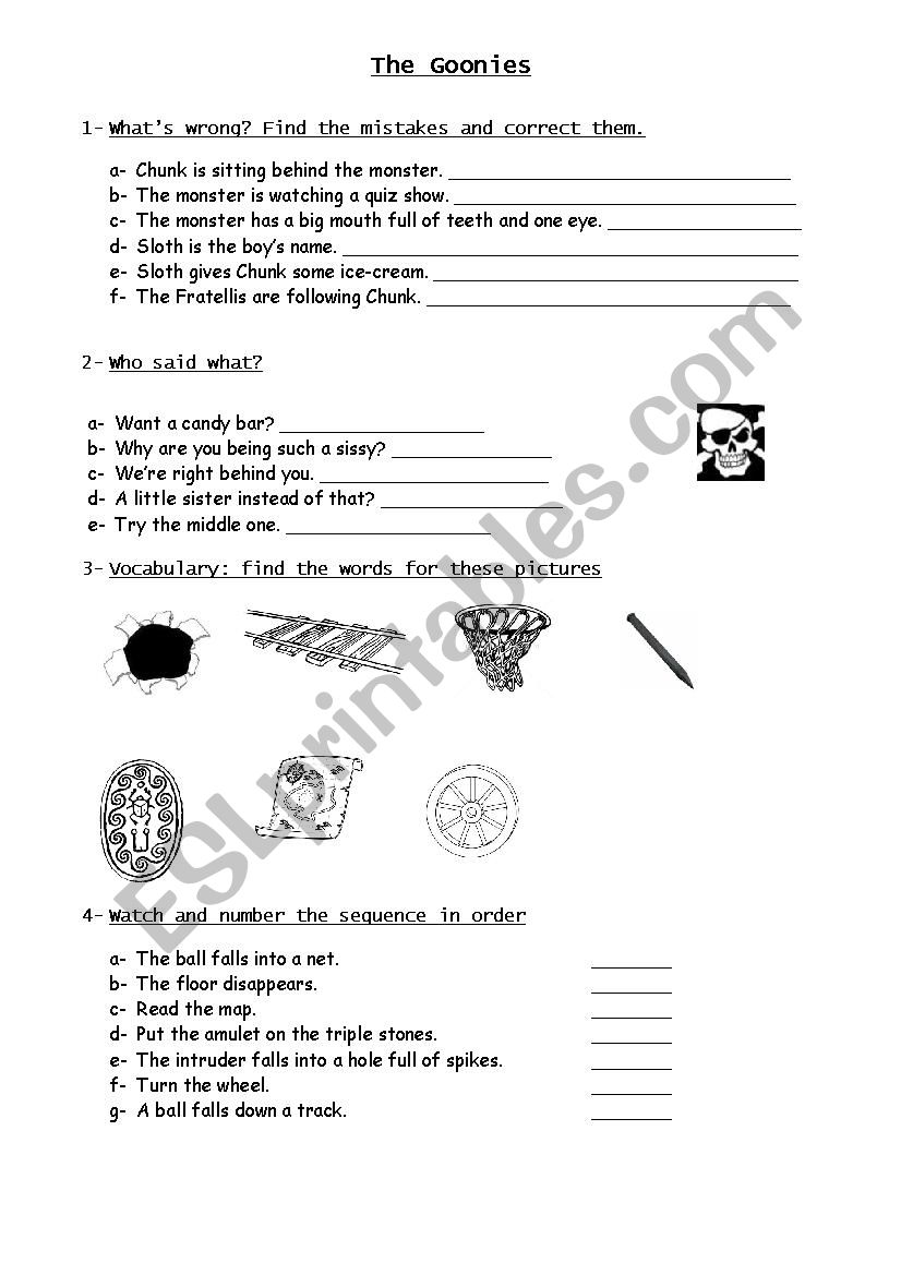 The Goonies part 5 worksheet