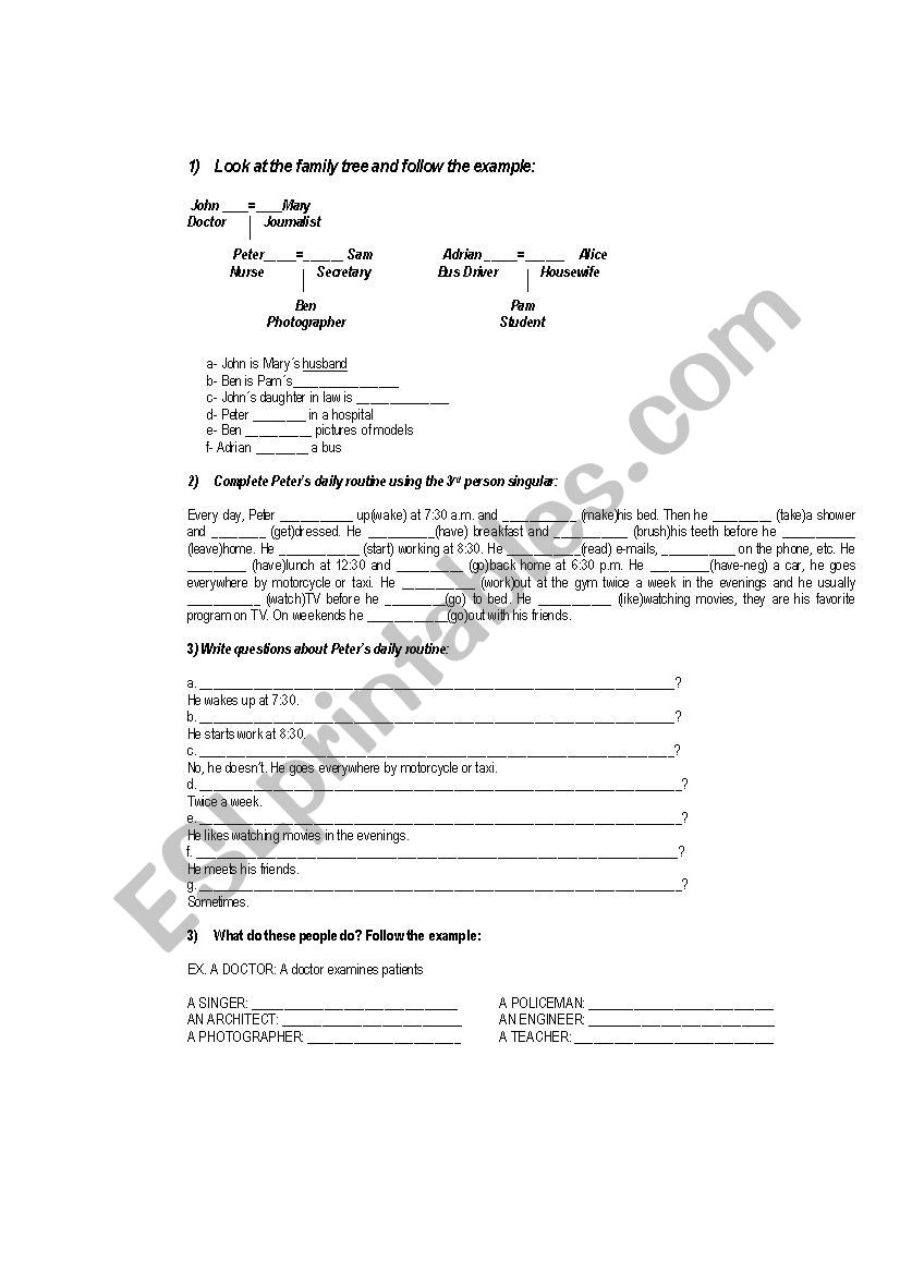 Basic level test worksheet