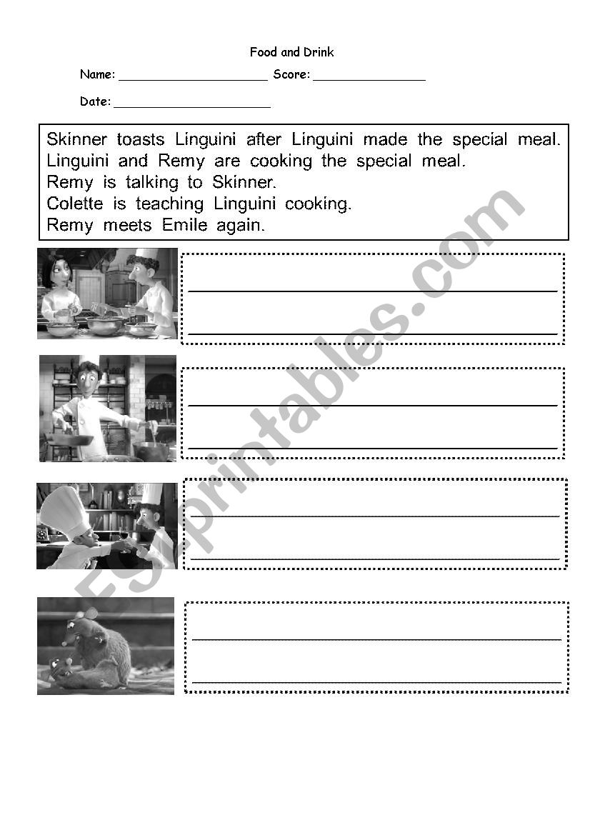 Food and drink worksheet