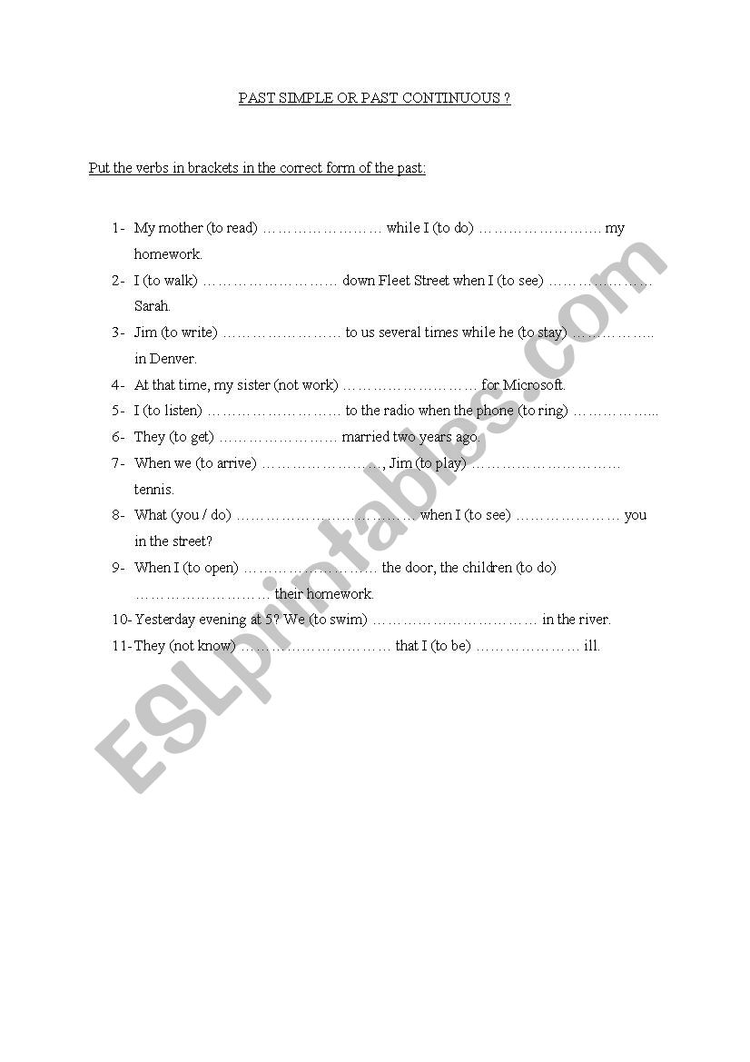 PAST SIMPLE OR CONTINUOUS worksheet