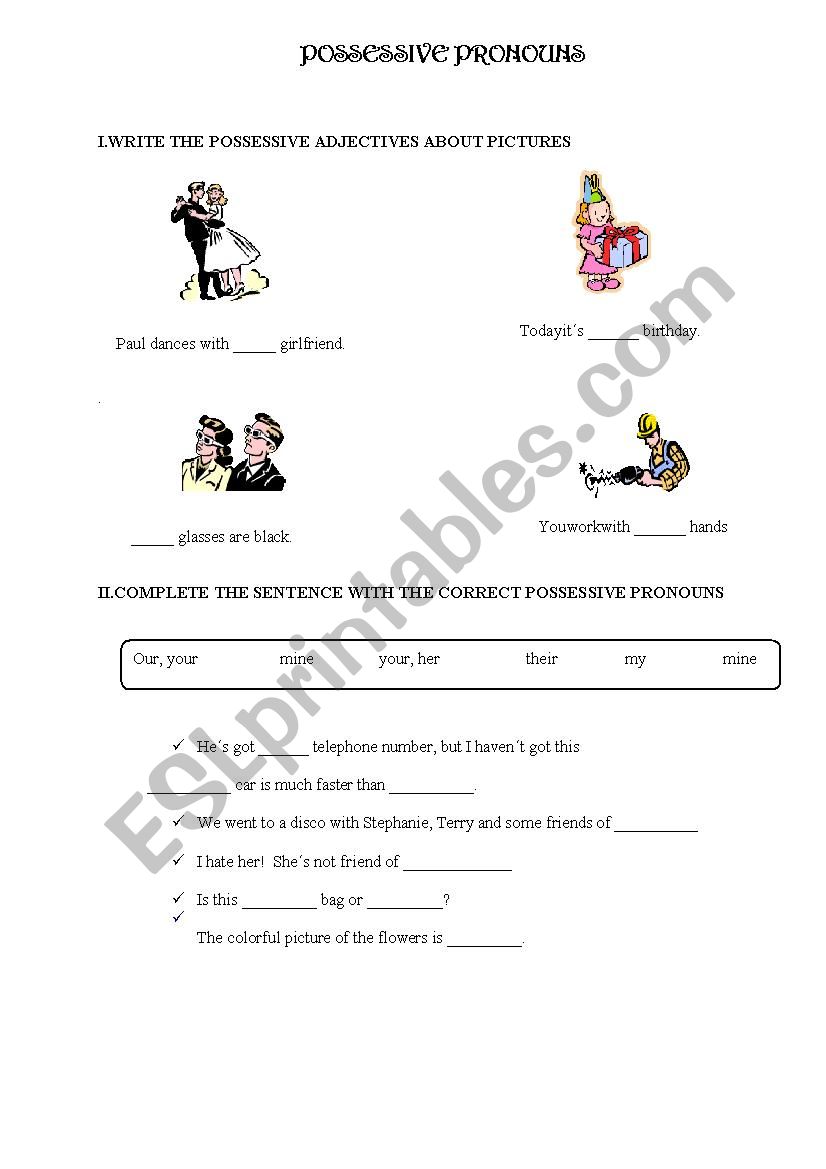 POSSESSIVE PRONOUNS worksheet