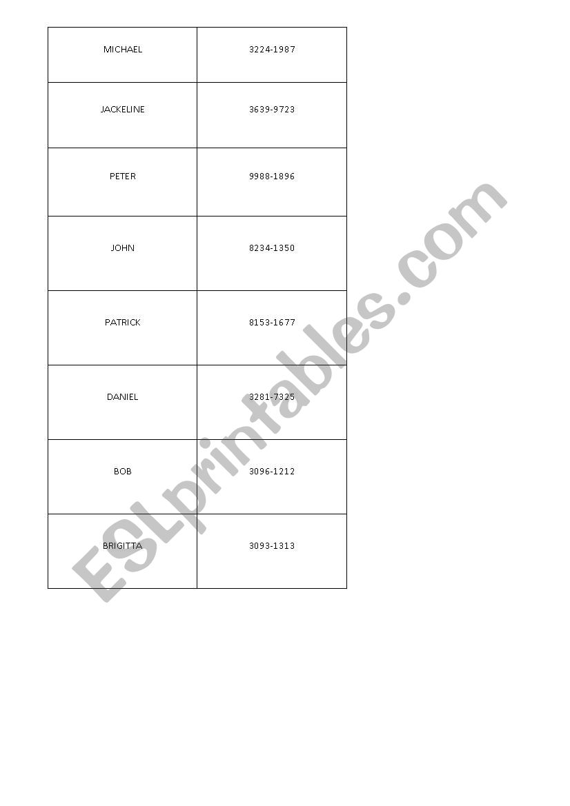 Numbers in the bag worksheet