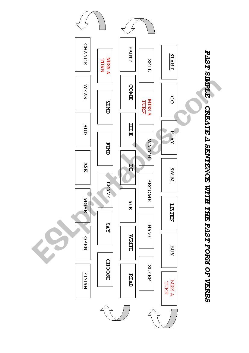 PAST SIMPLE GAME worksheet