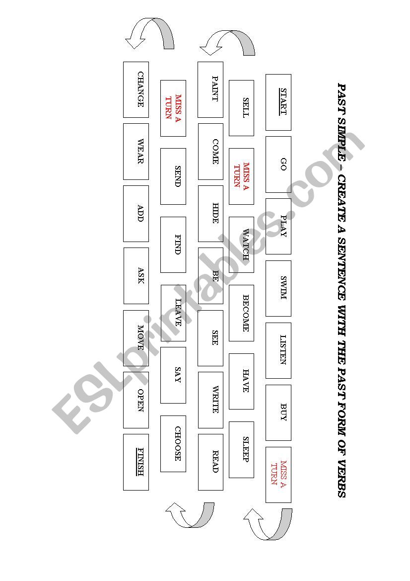 PAST SIMPLE GAME worksheet