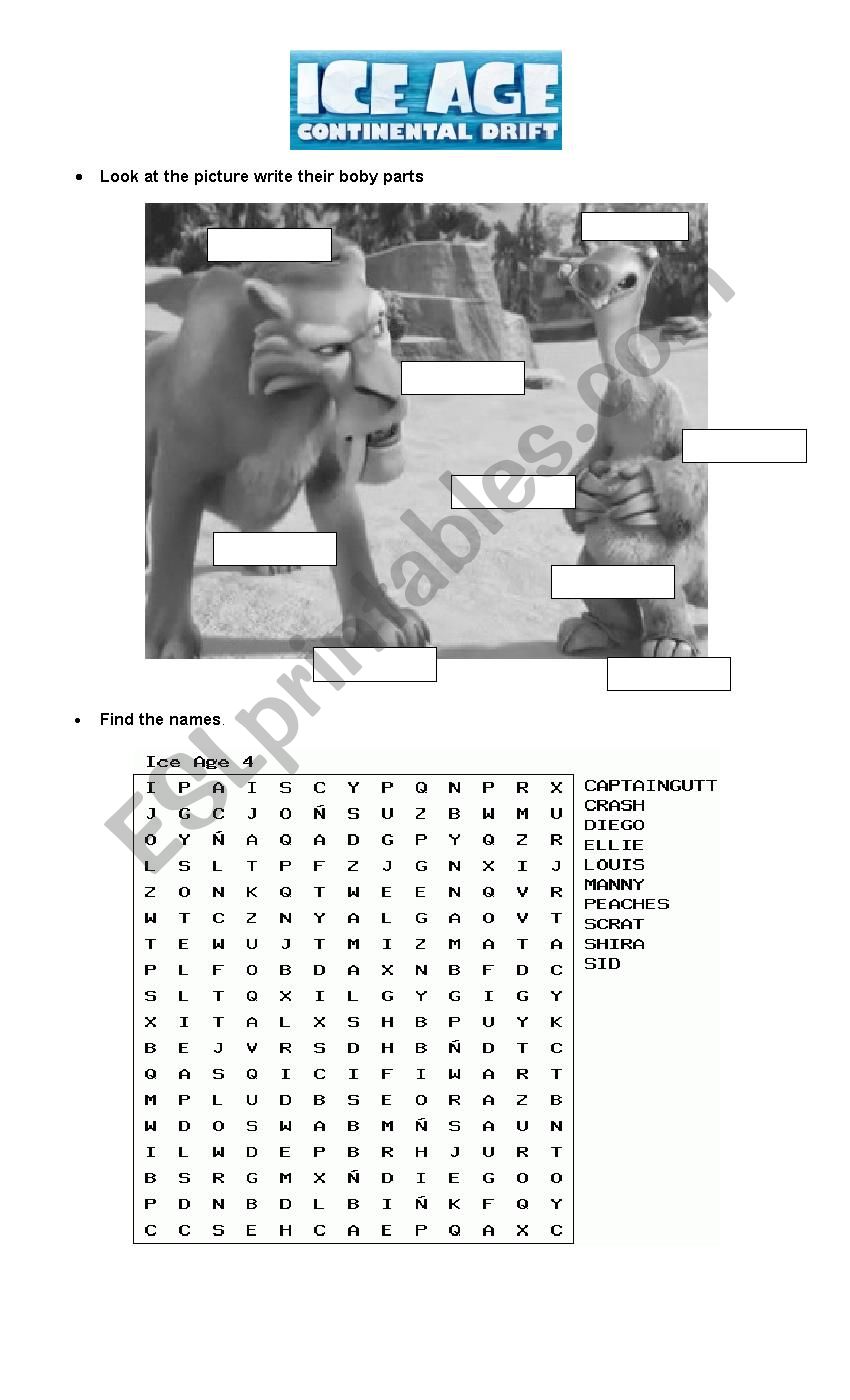 Ice of age 4.  worksheet