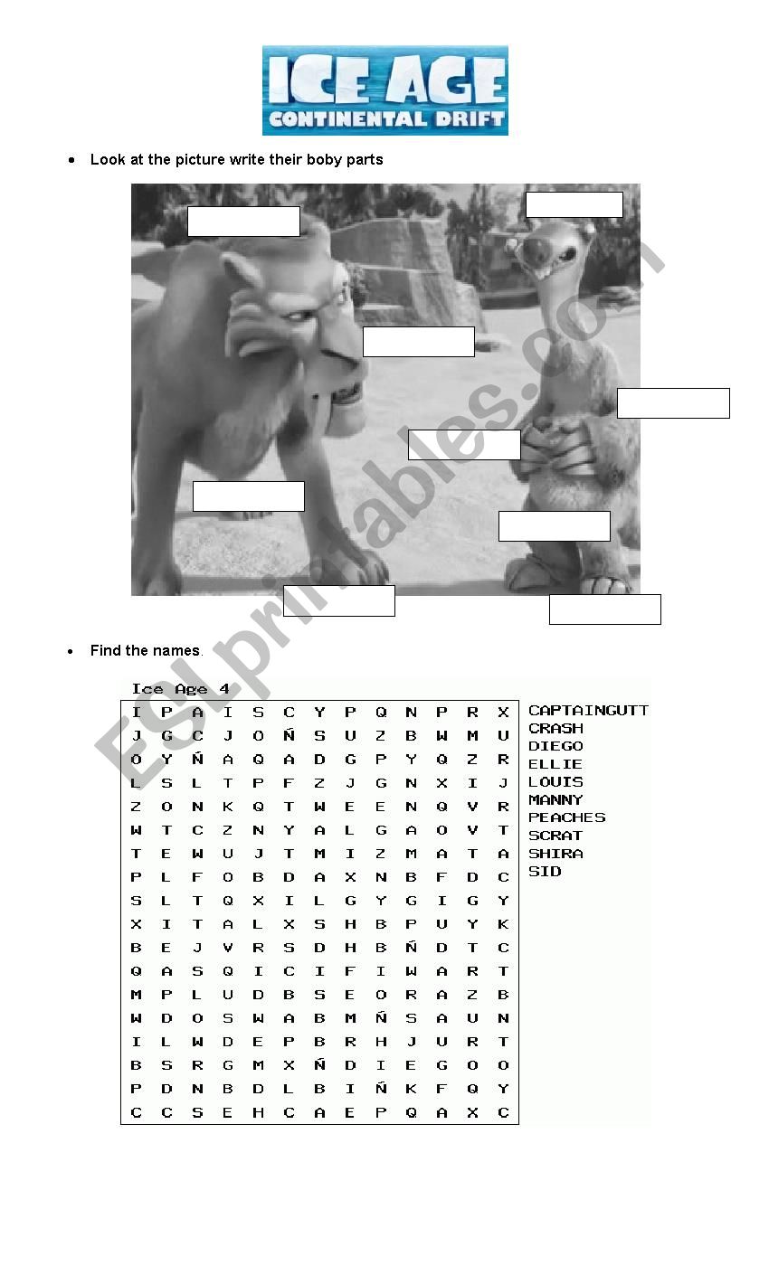 Ice of age 4.  worksheet