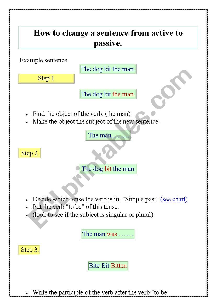 active and passive worksheet