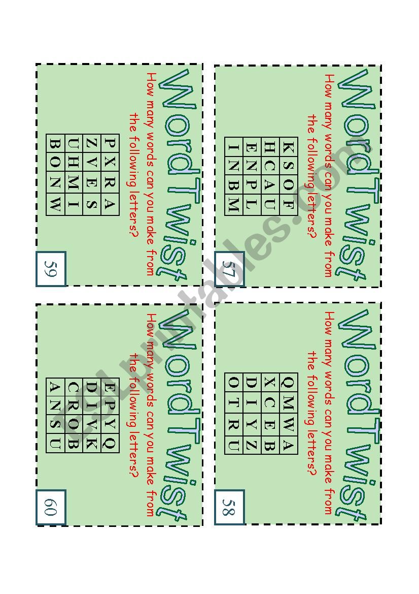 IÂ´m Done! Task Card Series 6: WordTwist