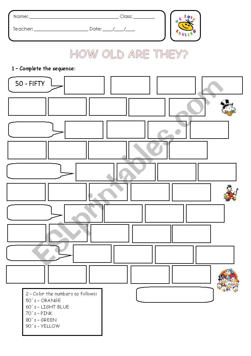 HOW OLD? worksheet