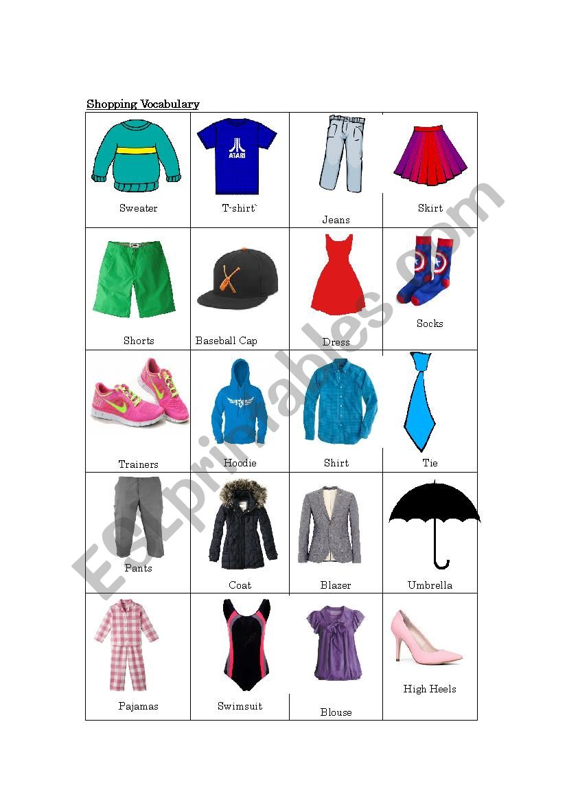 Clothes Vocab worksheet