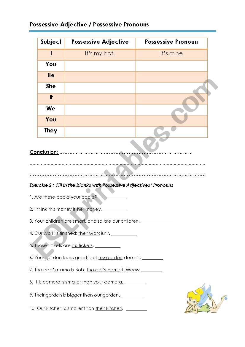 Possessive Adjective / Possessive Pronouns 