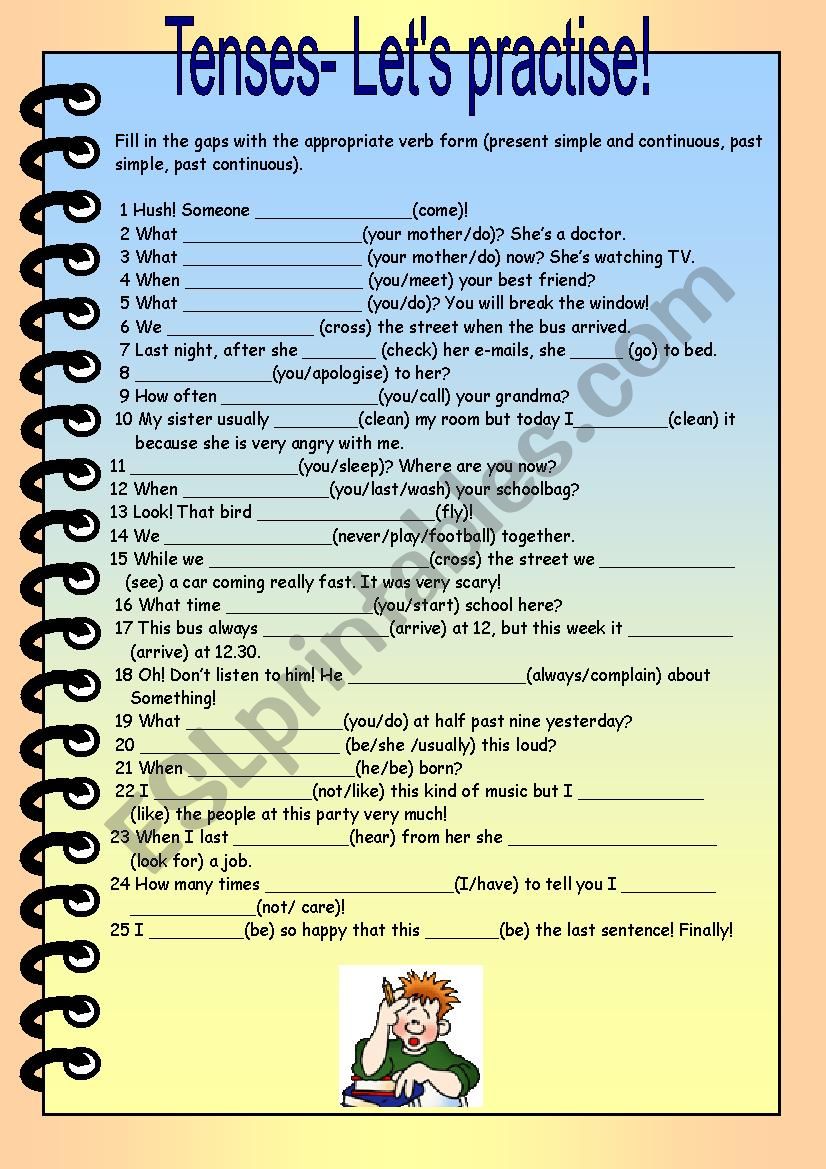 Mixed tenses worksheet