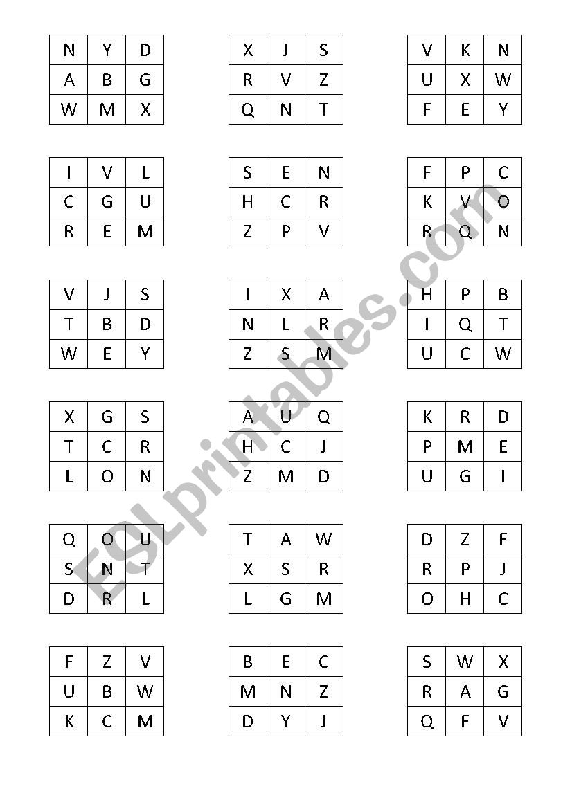 ABC bingo worksheet