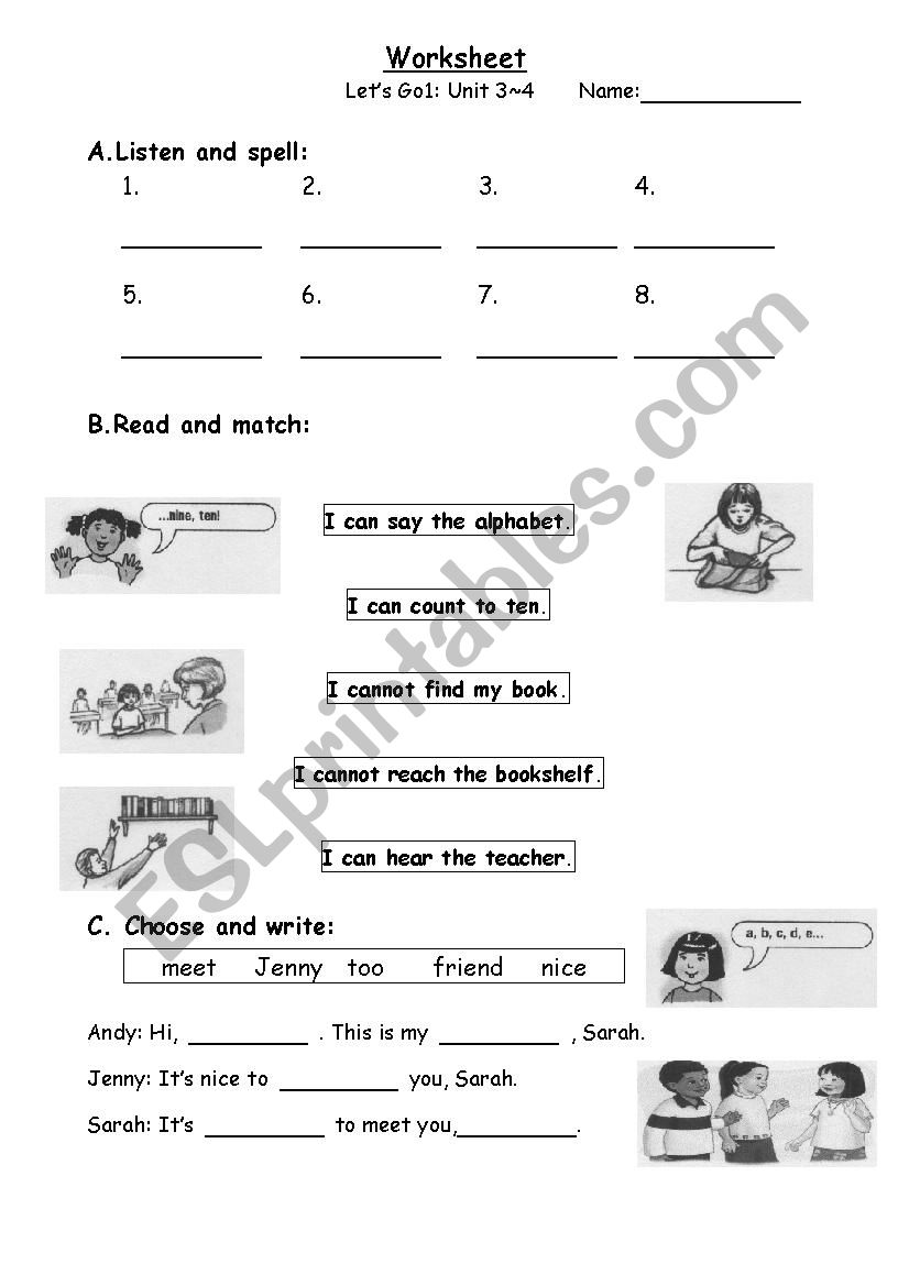 worksheet of Lets go worksheet