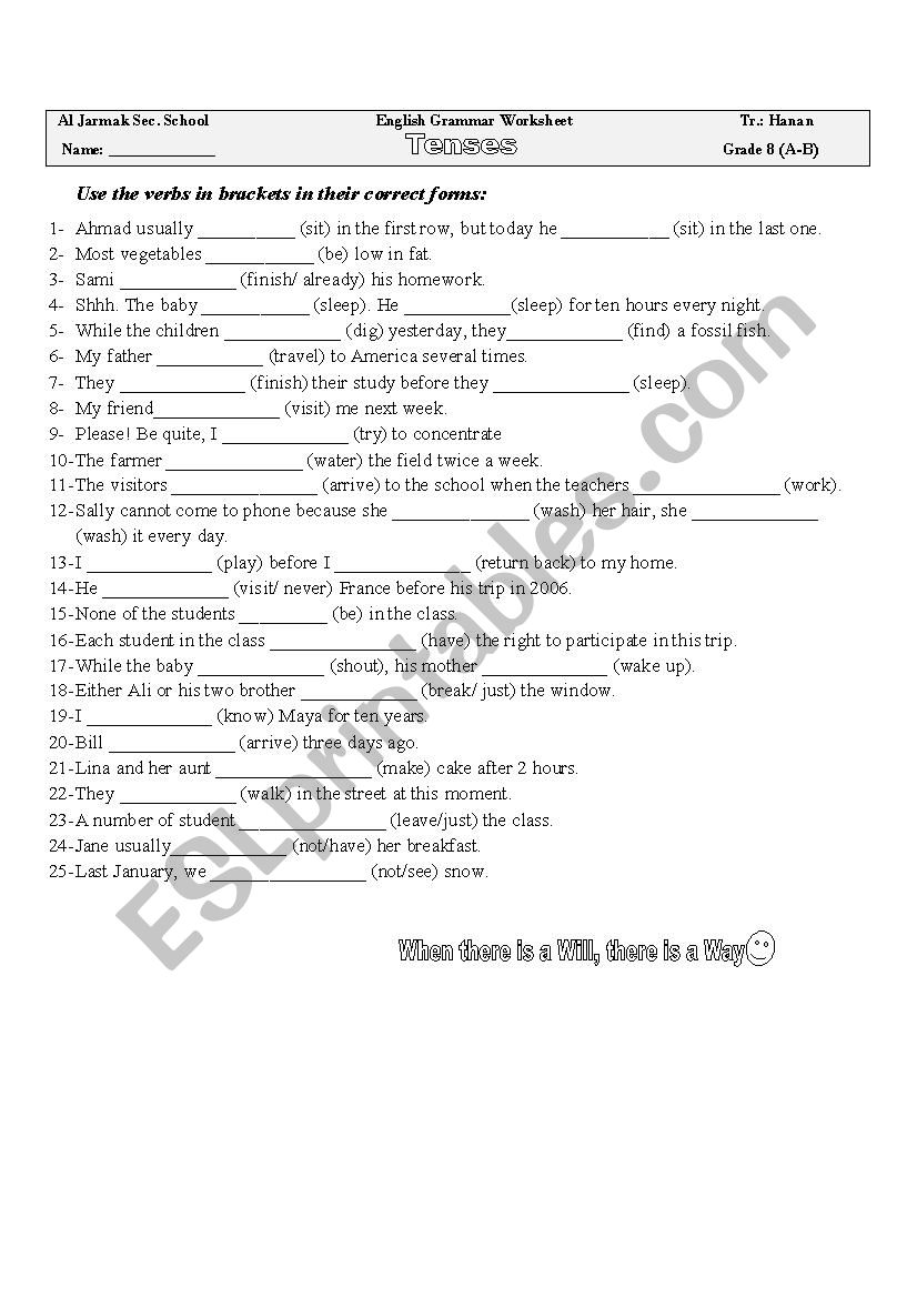 tenses worksheet