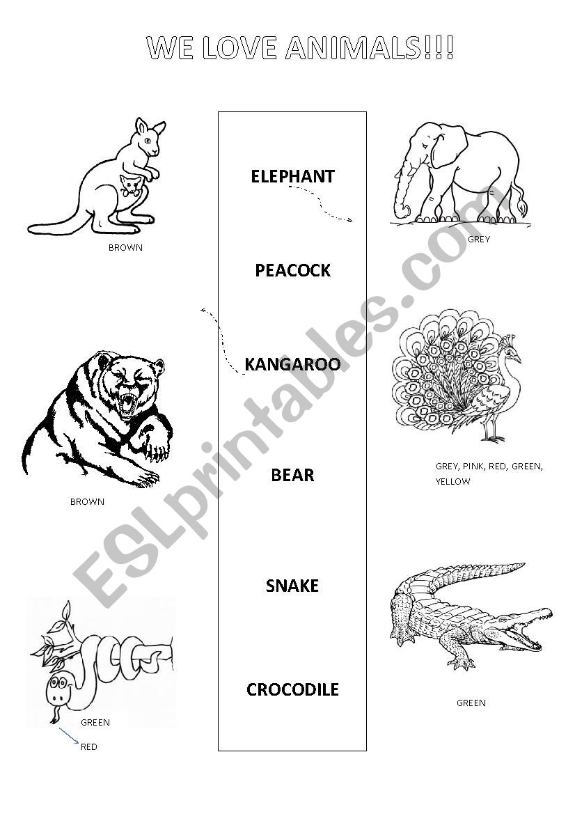 Animals worksheet