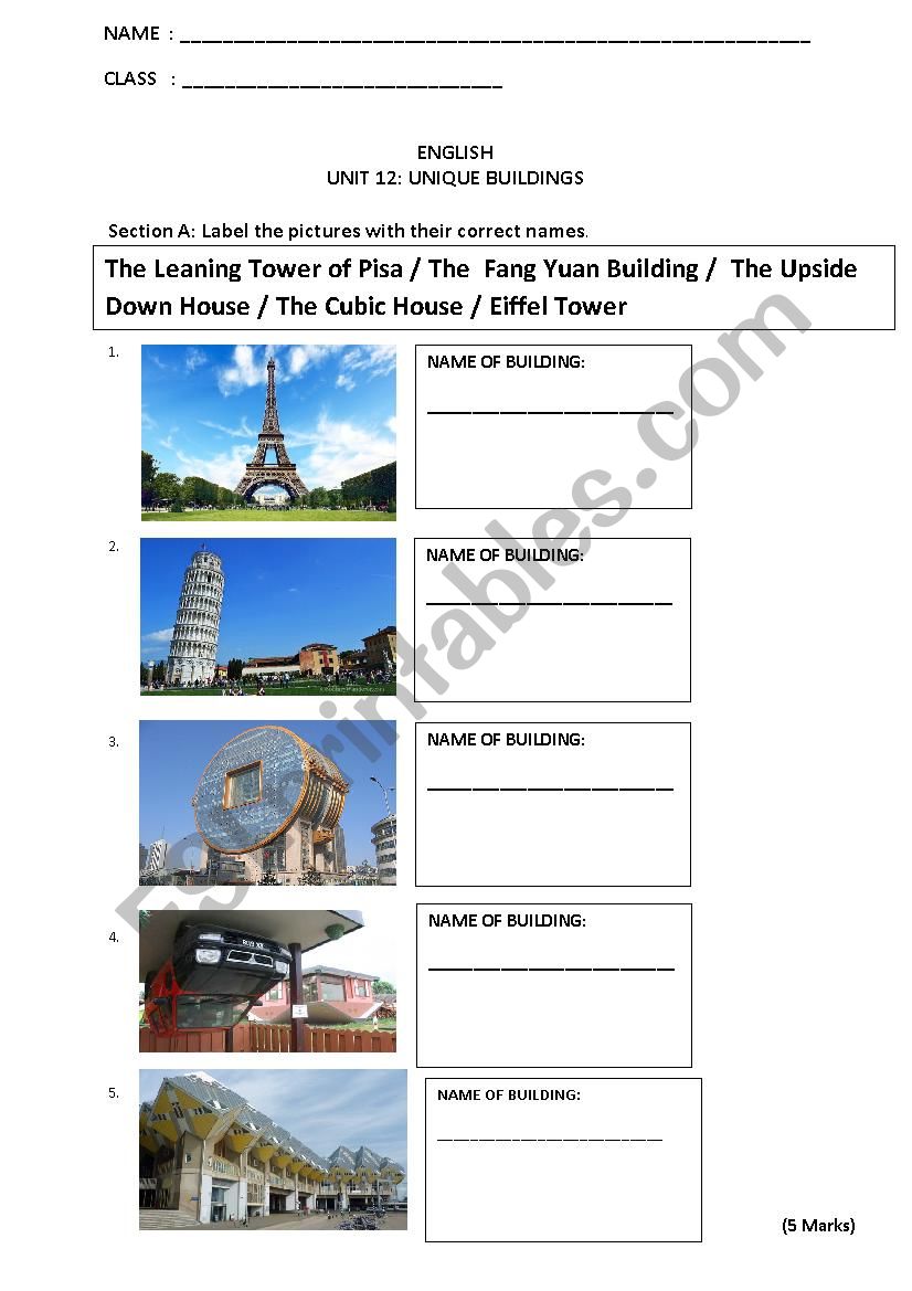 Unique Building Worksheet worksheet