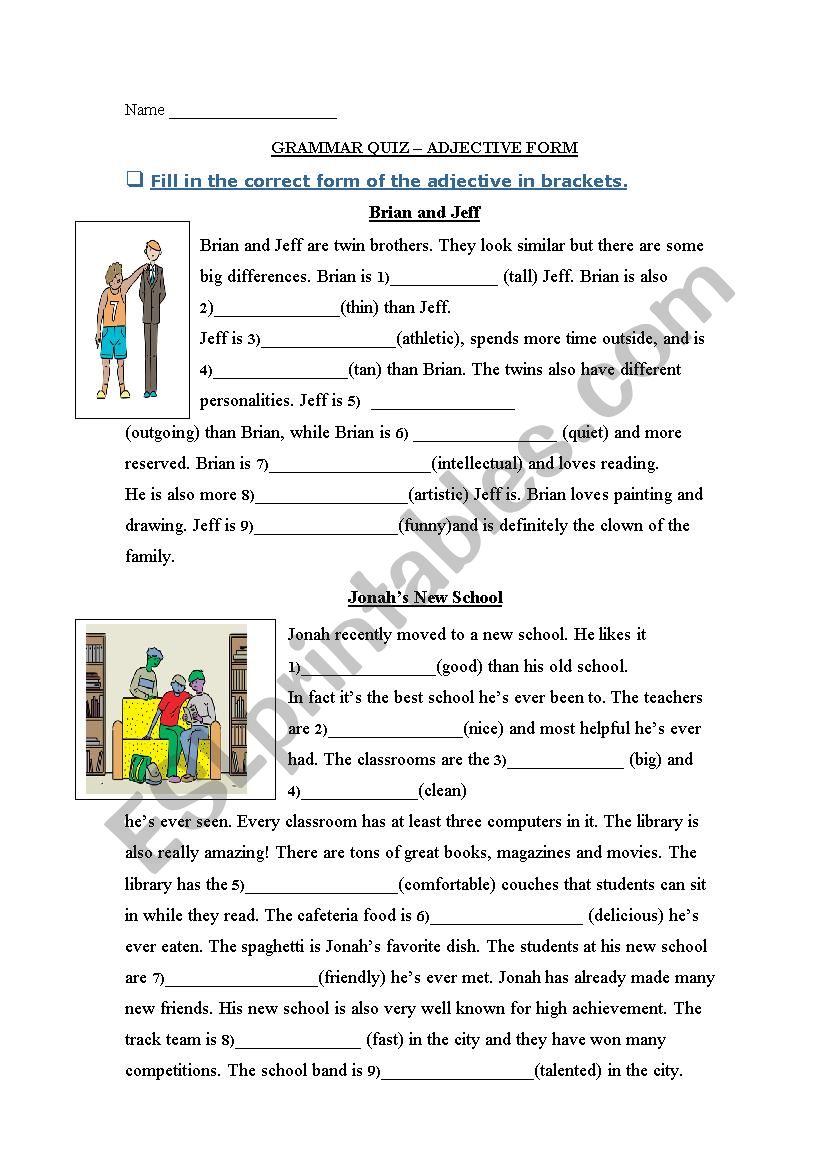 adjectives worksheet