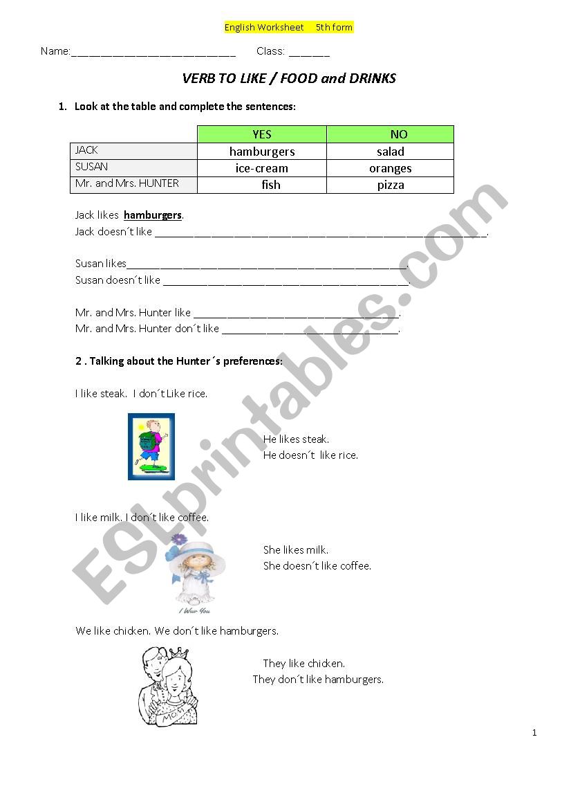 Worksheet verb like worksheet