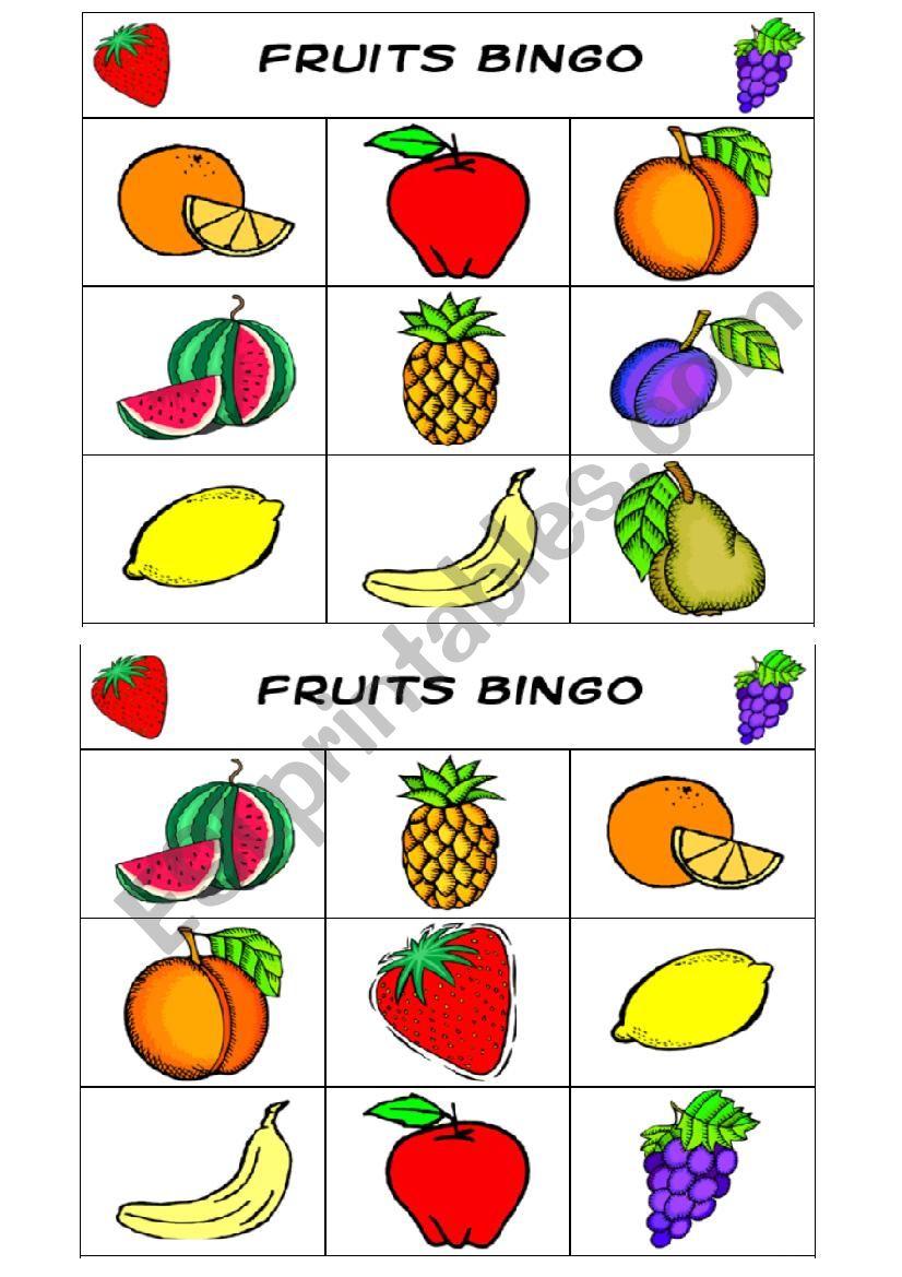 Fruits Bingo Set 1 worksheet