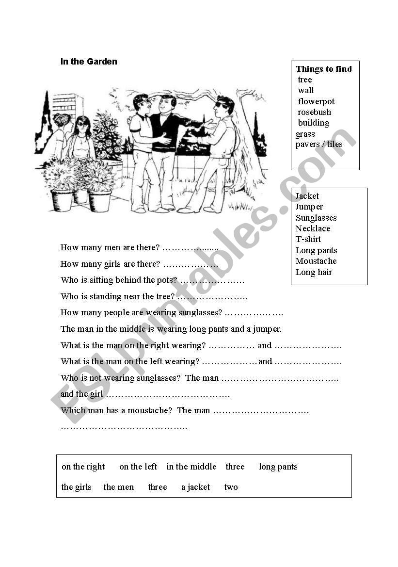 In the Garden worksheet