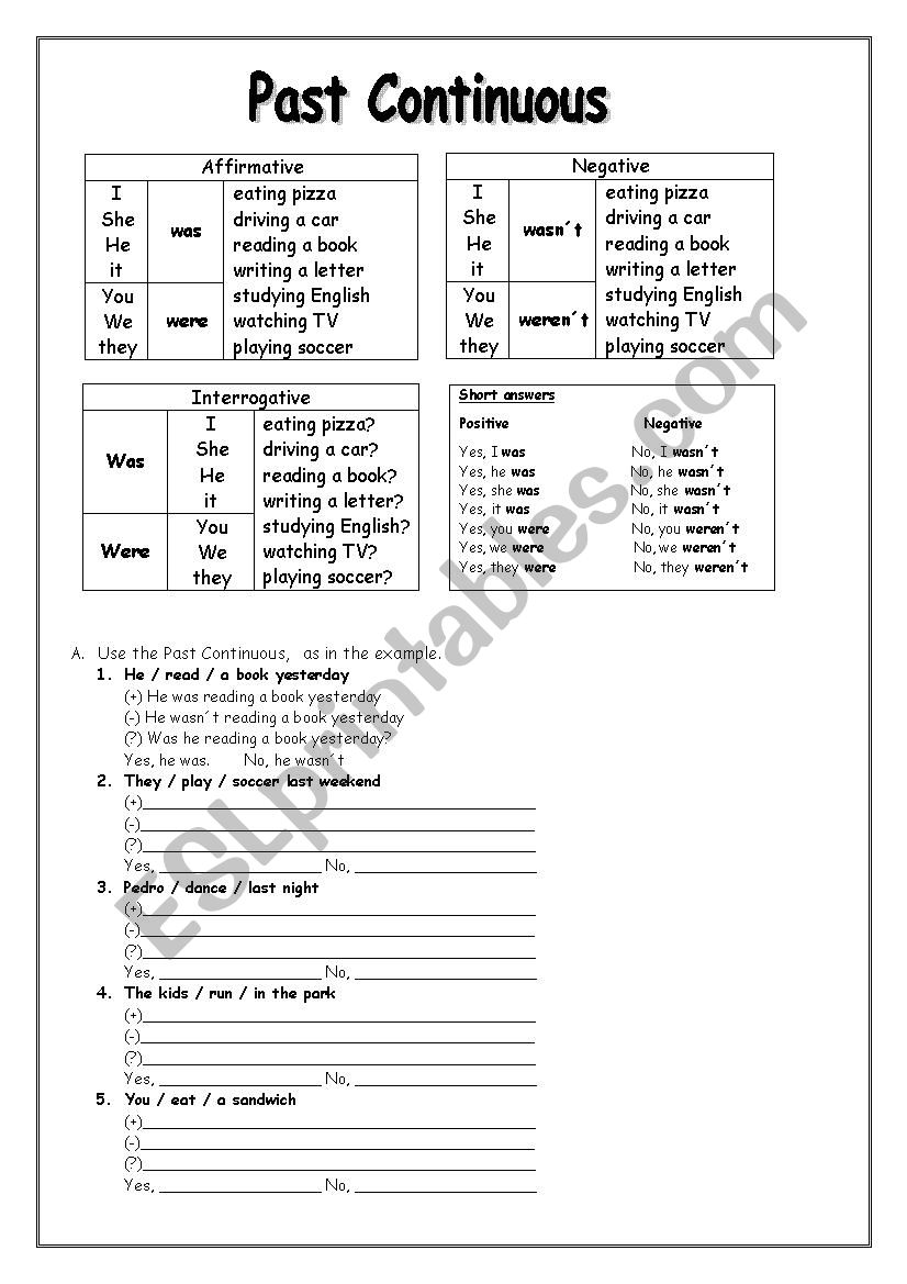 Past Continuous worksheet