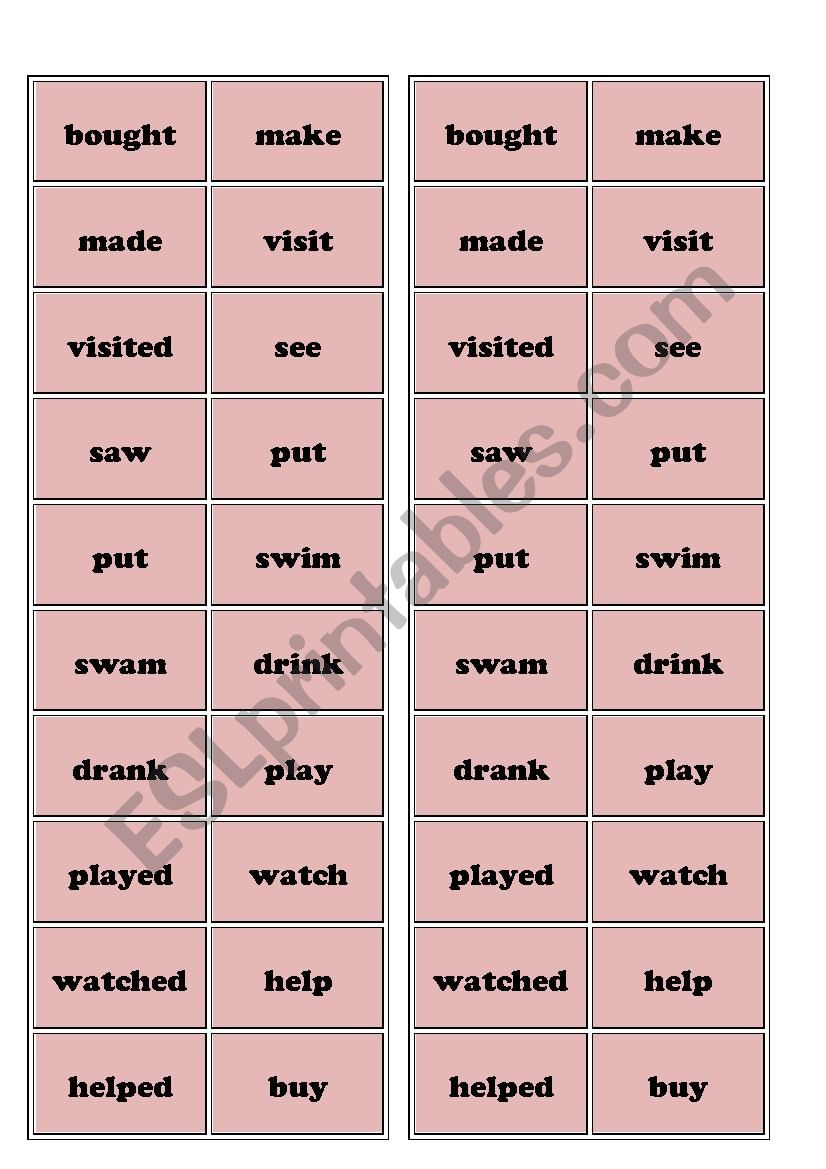 Domino game worksheet