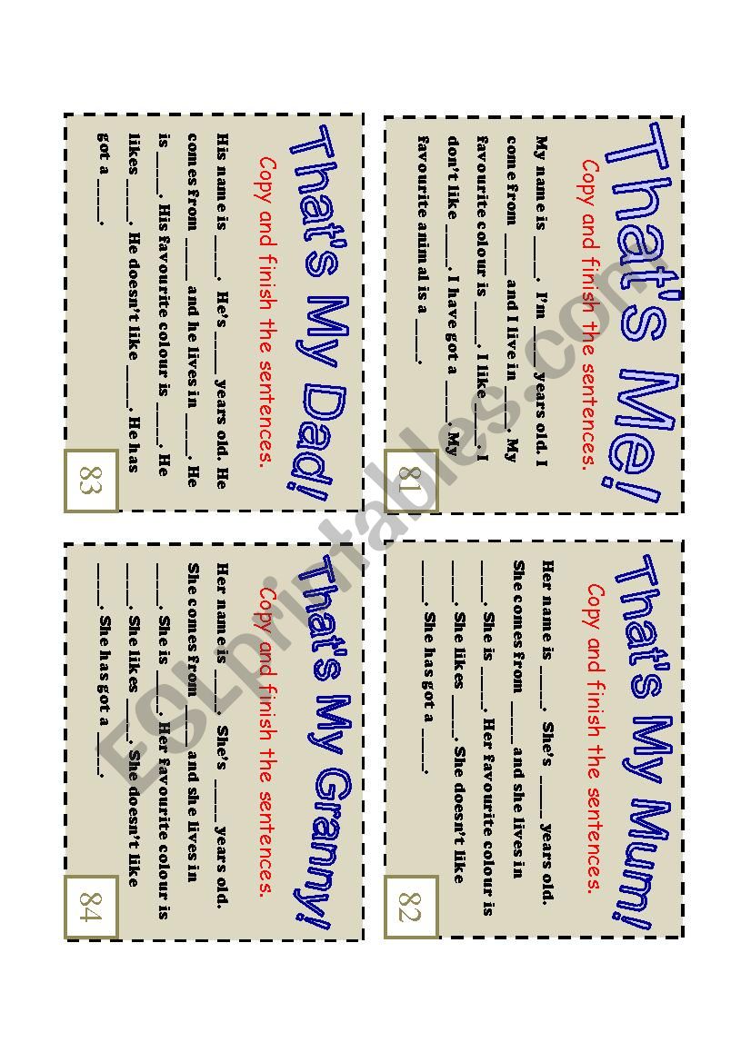 Im Done! Task Cards Series  8: PERSONAL INFORMATION