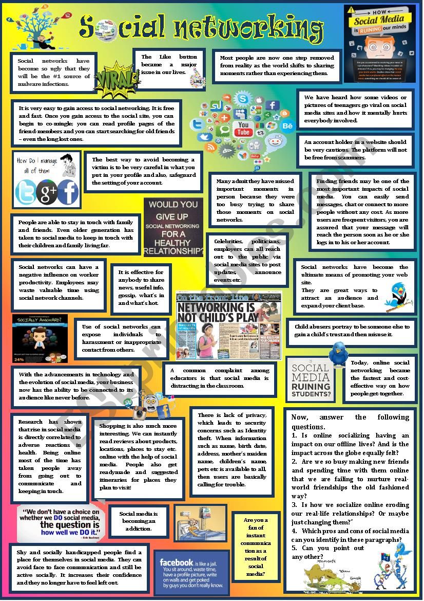 Social networking worksheet