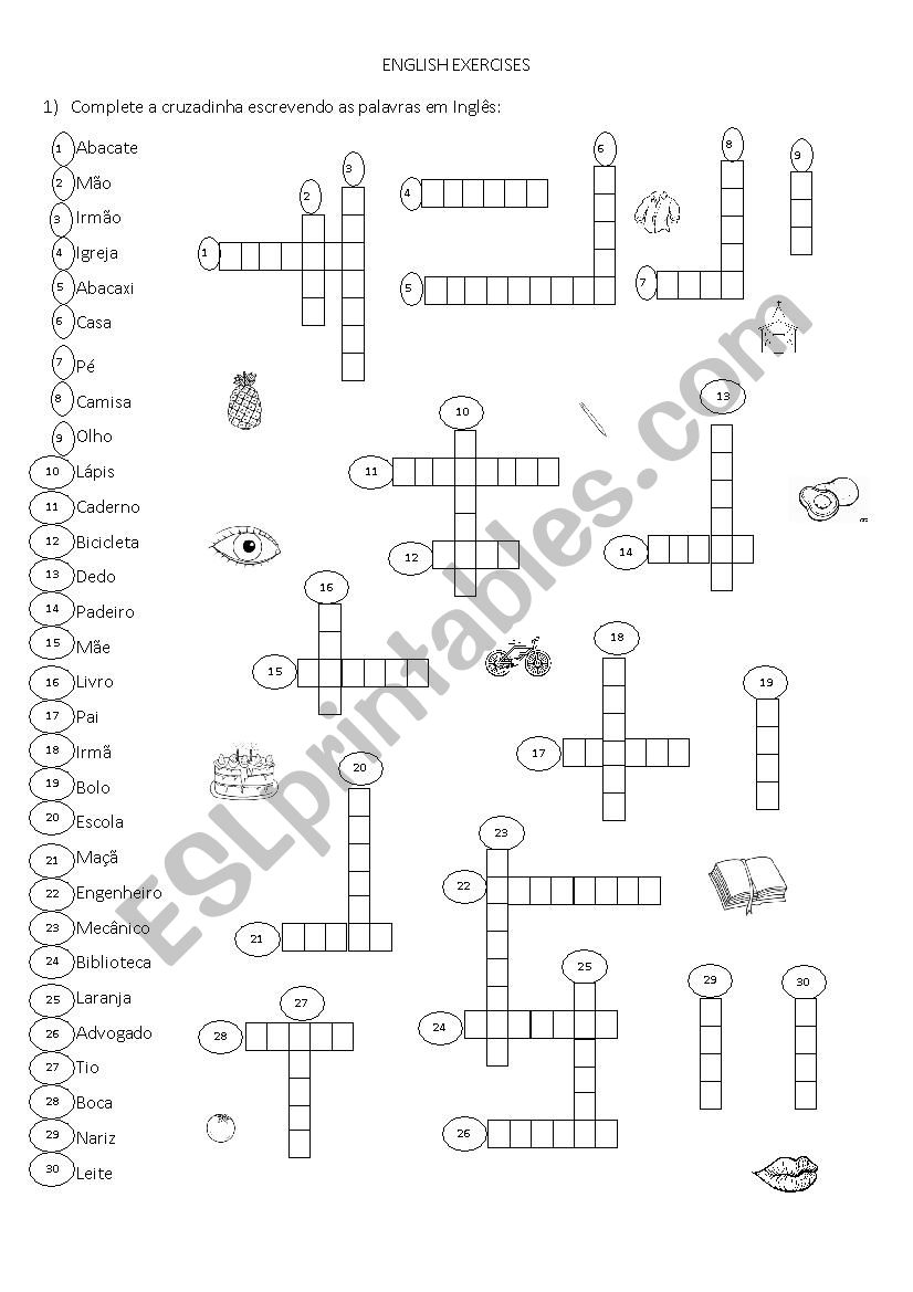 Crossword worksheet