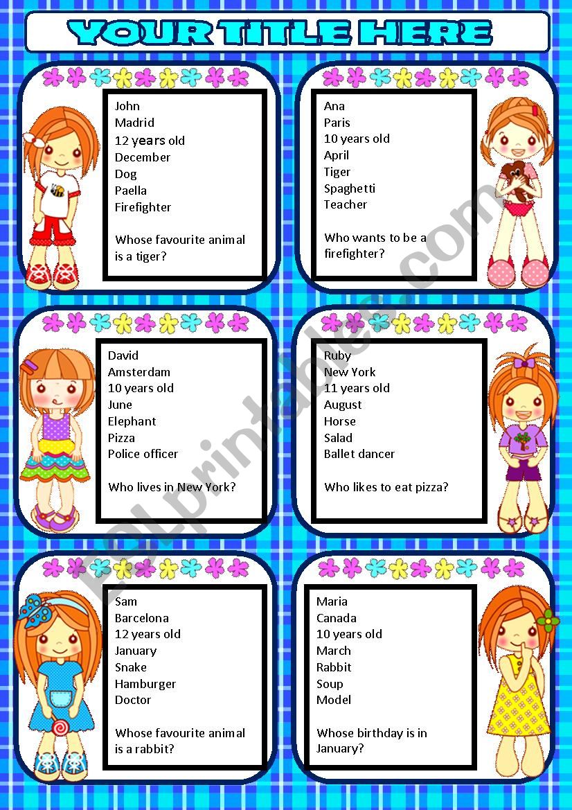 Party Mingle Cards 1 worksheet