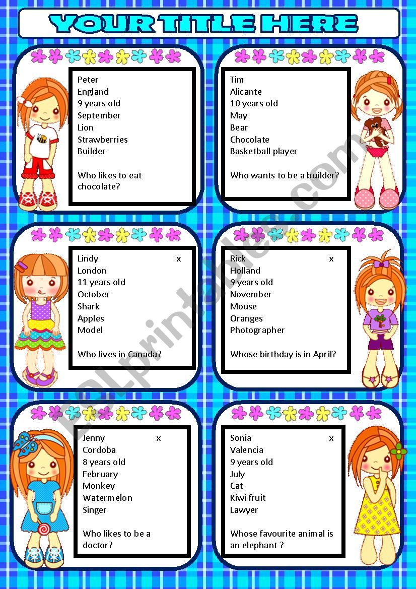 Party Mingle Cards2 worksheet