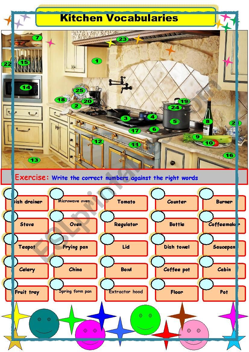 kitchen vocabularies worksheet